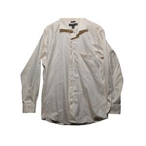 Pronto-Uomo Cream Long Sleeves Men's Dress Shirt 100% Cotton Size 16 NECK